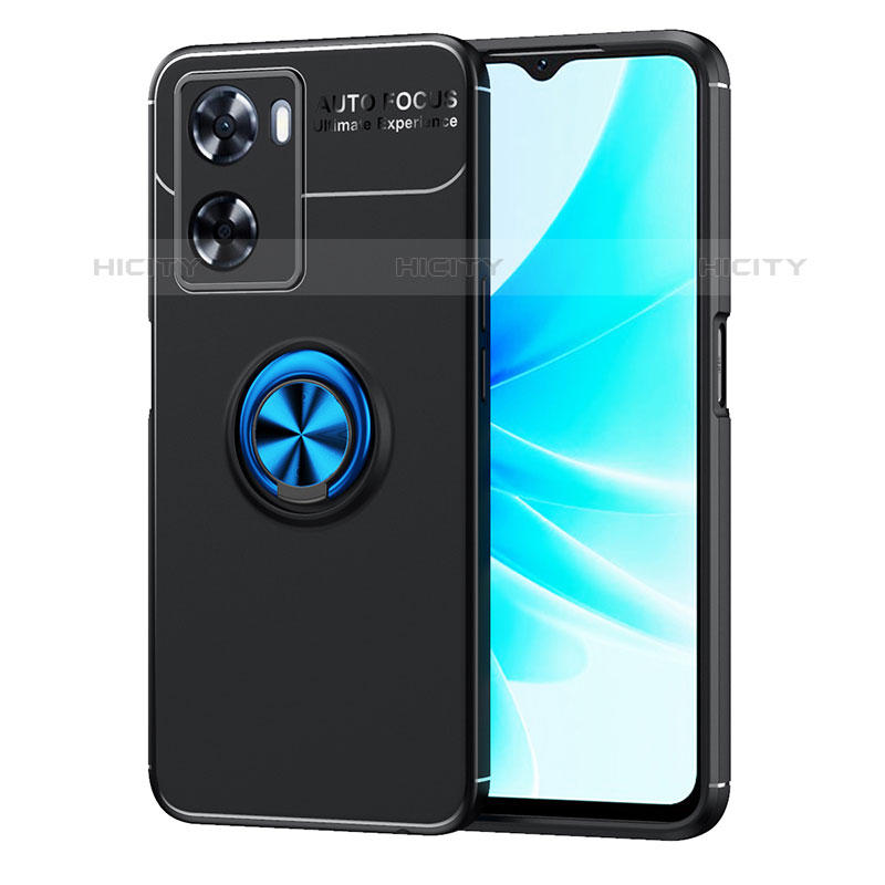 Funda Silicona Carcasa Ultrafina Goma con Magnetico Anillo de dedo Soporte JM1 para OnePlus Nord N20 SE Azul y Negro