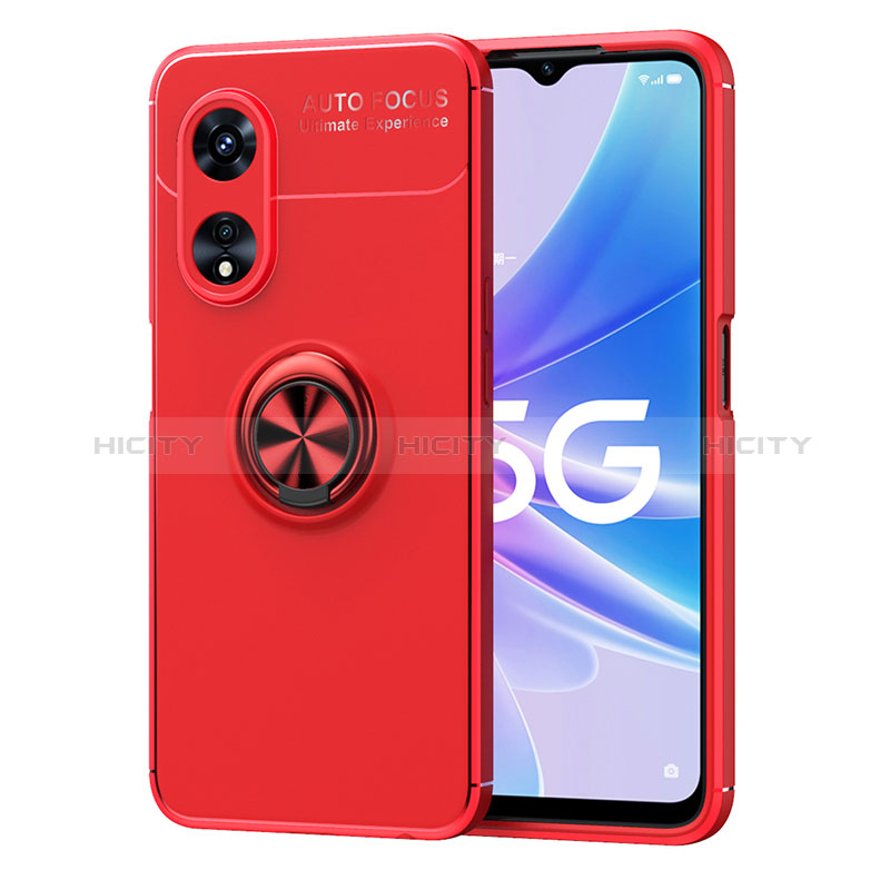 Funda Silicona Carcasa Ultrafina Goma con Magnetico Anillo de dedo Soporte JM1 para Oppo A78 5G Rojo