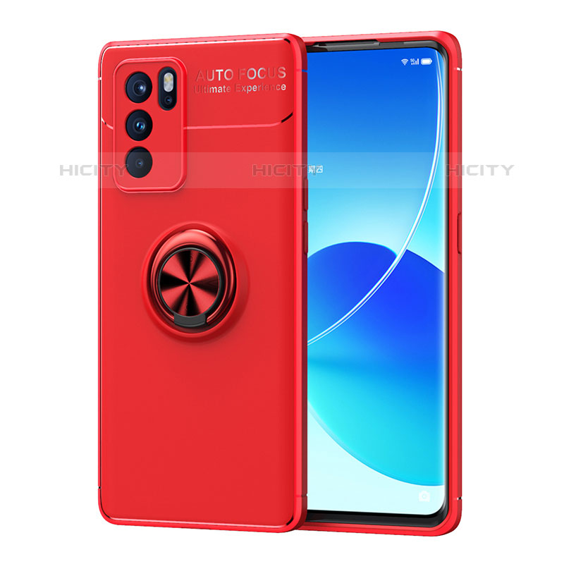 Funda Silicona Carcasa Ultrafina Goma con Magnetico Anillo de dedo Soporte JM1 para Oppo Reno6 Pro 5G India