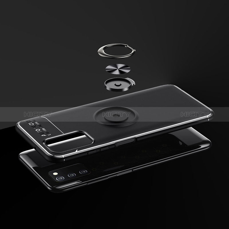 Funda Silicona Carcasa Ultrafina Goma con Magnetico Anillo de dedo Soporte JM1 para Samsung Galaxy A02s