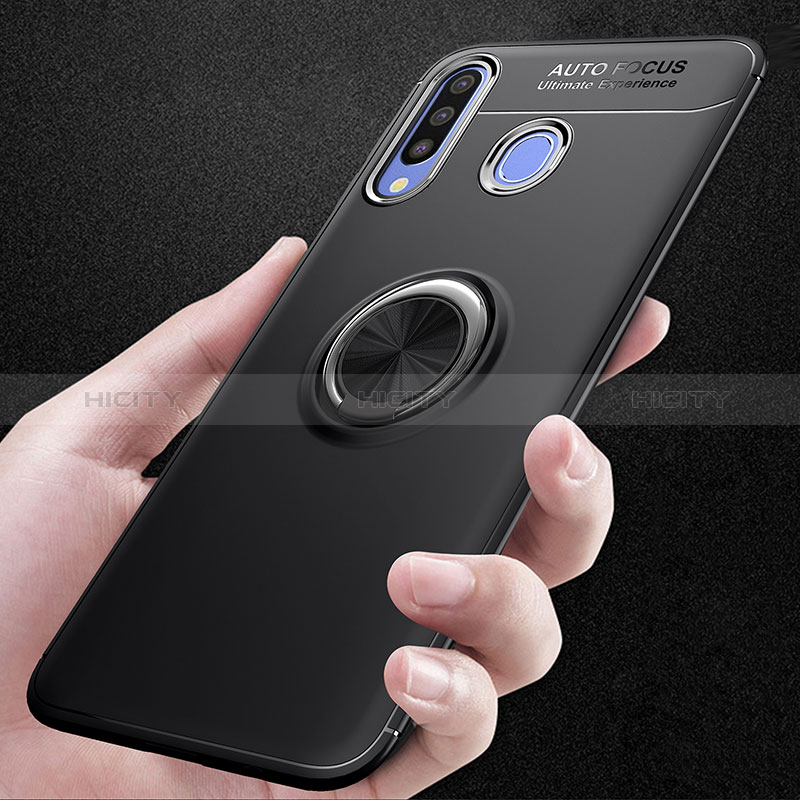 Funda Silicona Carcasa Ultrafina Goma con Magnetico Anillo de dedo Soporte JM1 para Samsung Galaxy A20