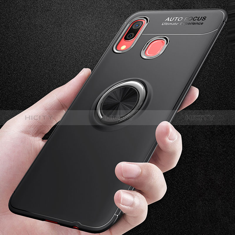 Funda Silicona Carcasa Ultrafina Goma con Magnetico Anillo de dedo Soporte JM1 para Samsung Galaxy A40