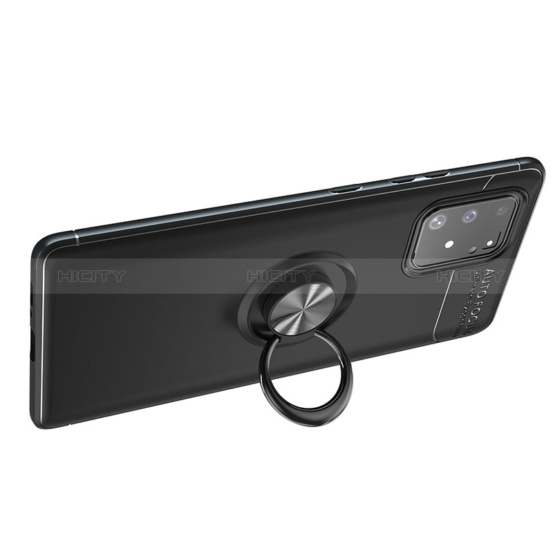 Funda Silicona Carcasa Ultrafina Goma con Magnetico Anillo de dedo Soporte JM1 para Samsung Galaxy A91
