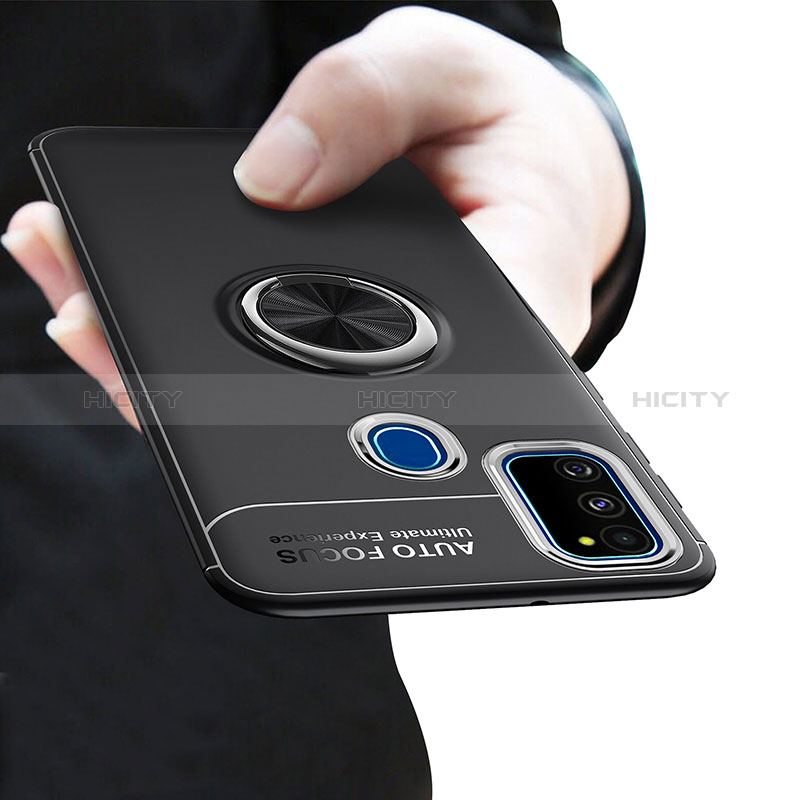 Funda Silicona Carcasa Ultrafina Goma con Magnetico Anillo de dedo Soporte JM1 para Samsung Galaxy M21