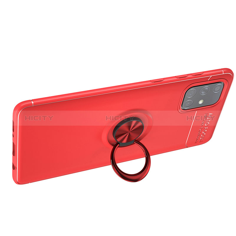Funda Silicona Carcasa Ultrafina Goma con Magnetico Anillo de dedo Soporte JM1 para Samsung Galaxy M40S Rojo