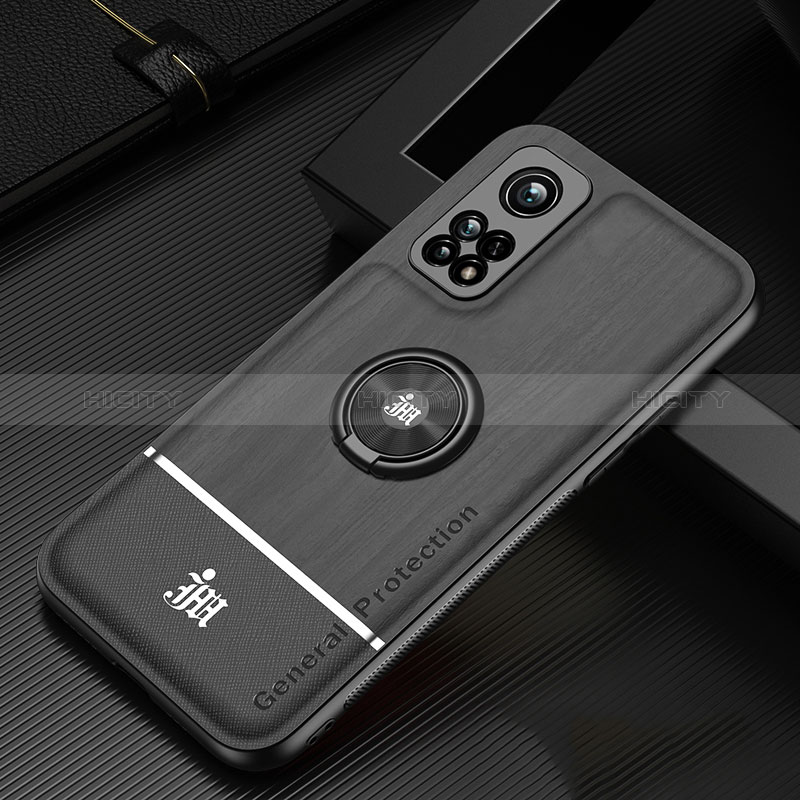 Funda Silicona Carcasa Ultrafina Goma con Magnetico Anillo de dedo Soporte JM1 para Xiaomi Mi 10T 5G Negro