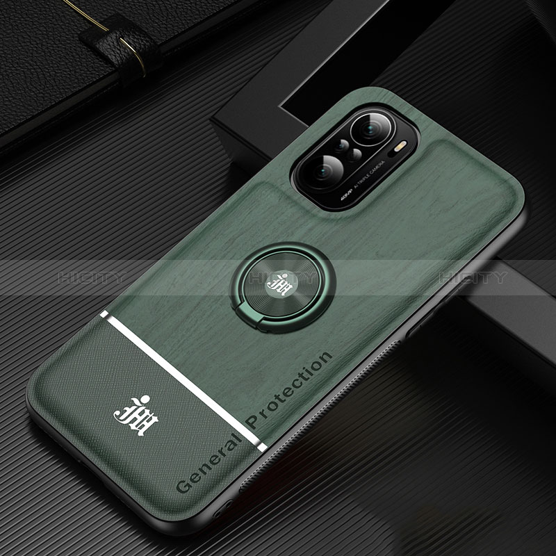 Funda Silicona Carcasa Ultrafina Goma con Magnetico Anillo de dedo Soporte JM1 para Xiaomi Mi 11X Pro 5G Verde