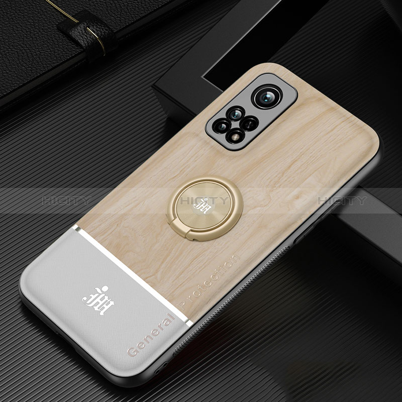 Funda Silicona Carcasa Ultrafina Goma con Magnetico Anillo de dedo Soporte JM1 para Xiaomi Redmi K30S 5G Oro