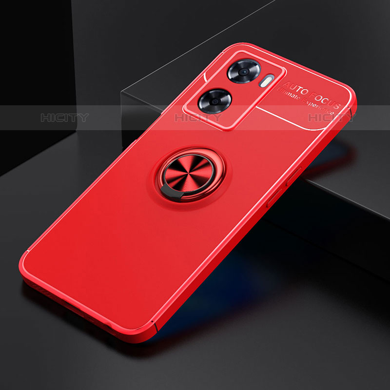 Funda Silicona Carcasa Ultrafina Goma con Magnetico Anillo de dedo Soporte JM2 para OnePlus Nord N20 SE Rojo