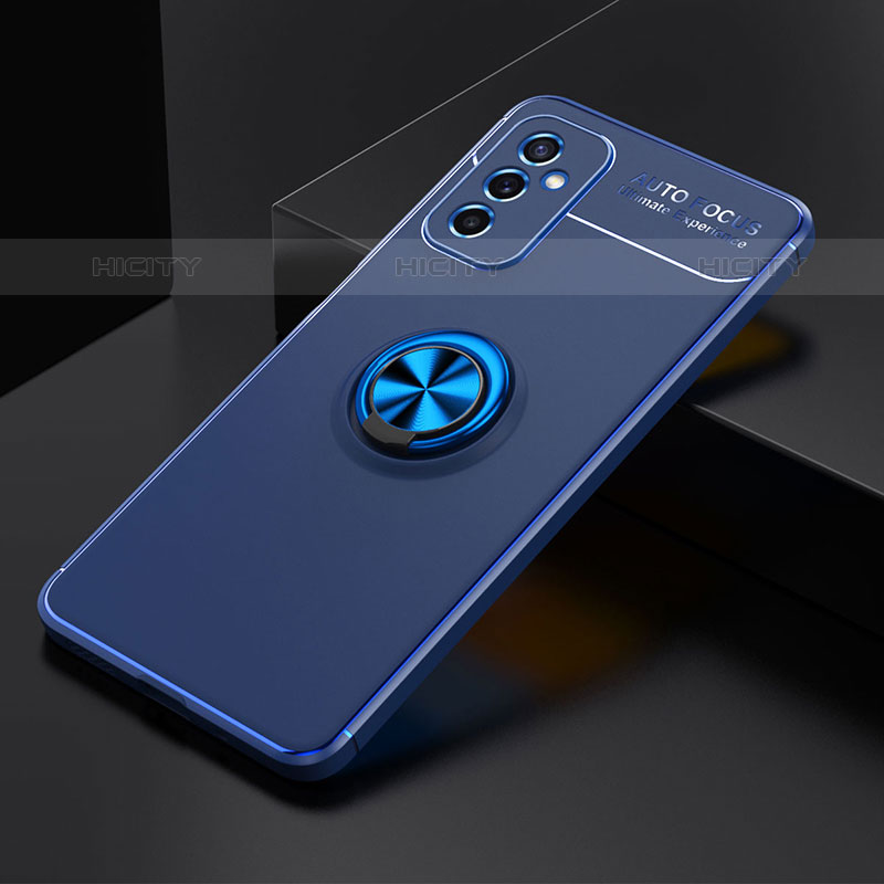 Funda Silicona Carcasa Ultrafina Goma con Magnetico Anillo de dedo Soporte JM2 para Samsung Galaxy M52 5G Azul