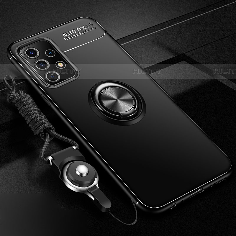 Funda Silicona Carcasa Ultrafina Goma con Magnetico Anillo de dedo Soporte JM3 para Samsung Galaxy A33 5G Negro