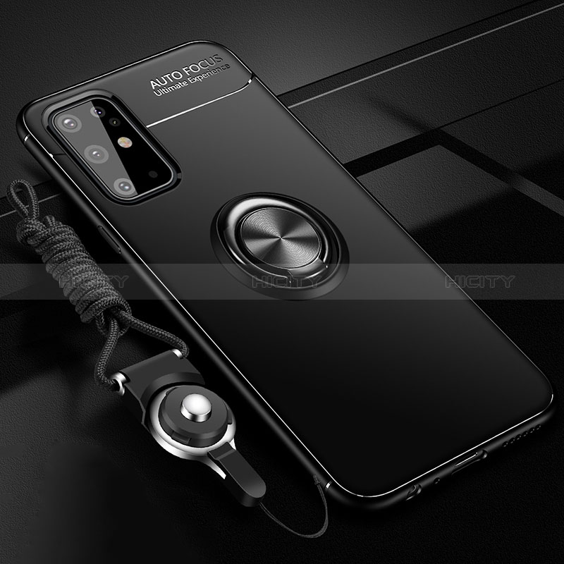 Funda Silicona Carcasa Ultrafina Goma con Magnetico Anillo de dedo Soporte JM3 para Samsung Galaxy S20 Plus 5G Negro