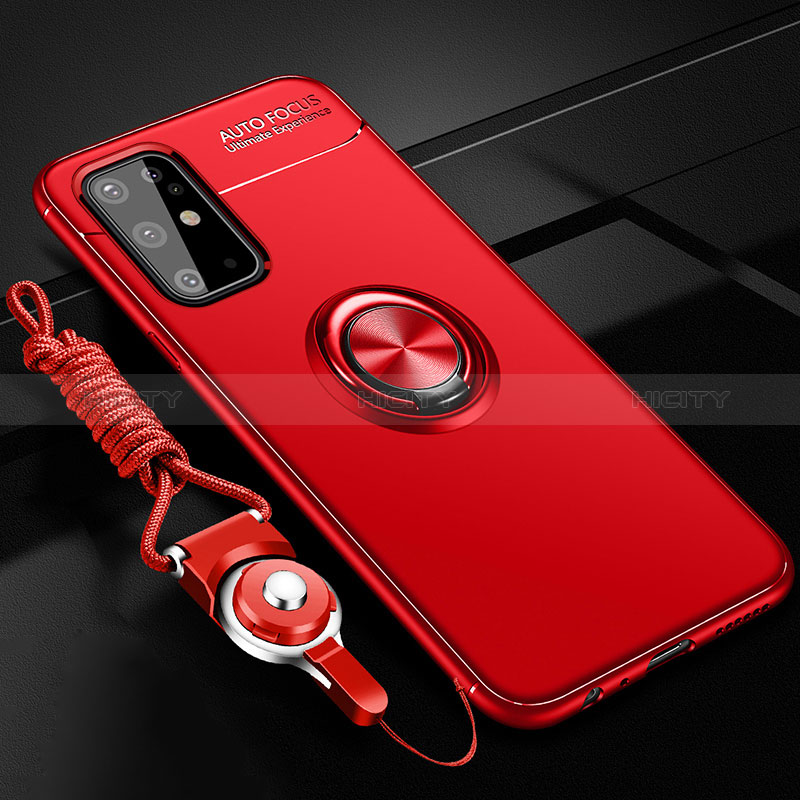 Funda Silicona Carcasa Ultrafina Goma con Magnetico Anillo de dedo Soporte JM3 para Samsung Galaxy S20 Plus Rojo