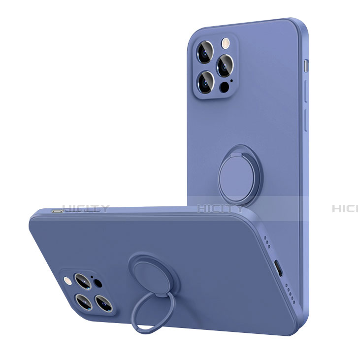 Funda Silicona Carcasa Ultrafina Goma con Magnetico Anillo de dedo Soporte N01 para Apple iPhone 12 Pro