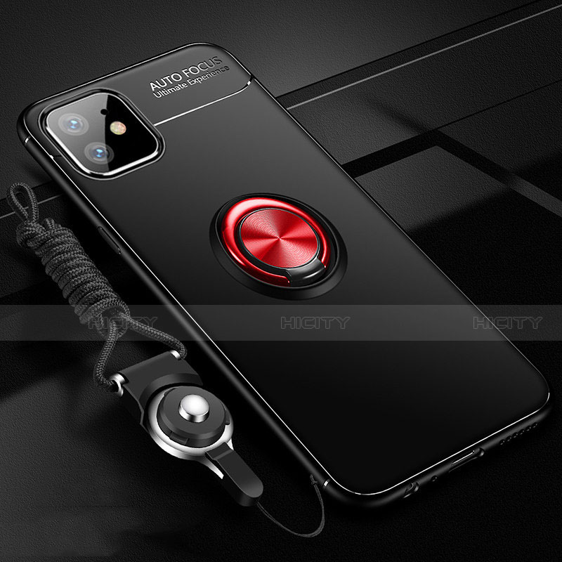 Funda Silicona Carcasa Ultrafina Goma con Magnetico Anillo de dedo Soporte N03 para Apple iPhone 12 Mini