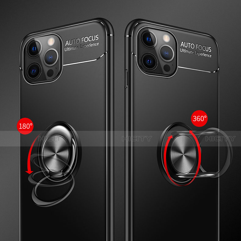 Funda Silicona Carcasa Ultrafina Goma con Magnetico Anillo de dedo Soporte N03 para Apple iPhone 12 Pro
