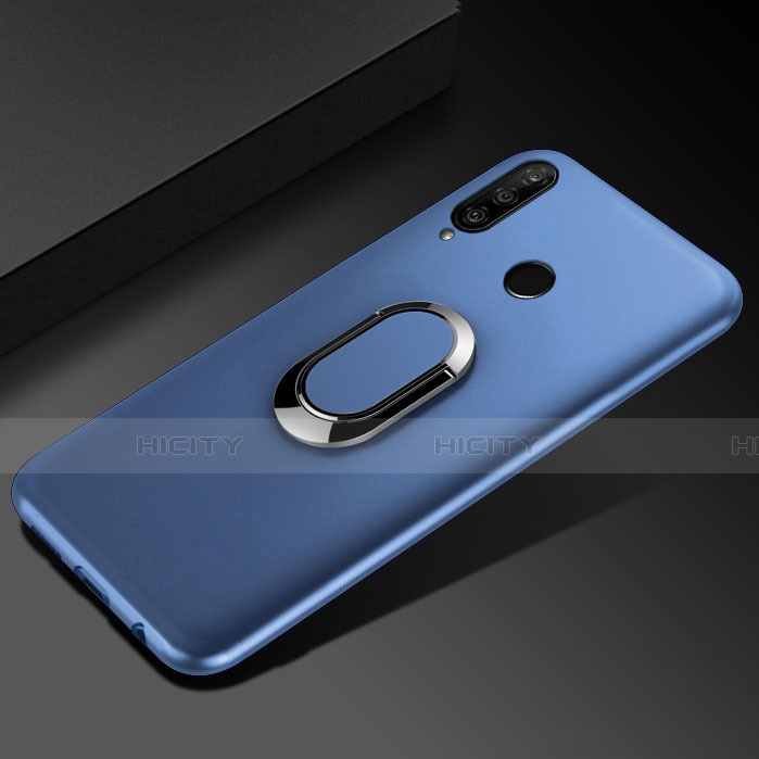 Funda Silicona Carcasa Ultrafina Goma con Magnetico Anillo de dedo Soporte para Huawei Enjoy 9s Azul