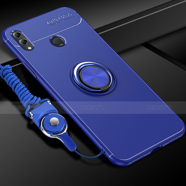 Funda Silicona Carcasa Ultrafina Goma con Magnetico Anillo de dedo Soporte para Huawei Honor 10 Lite