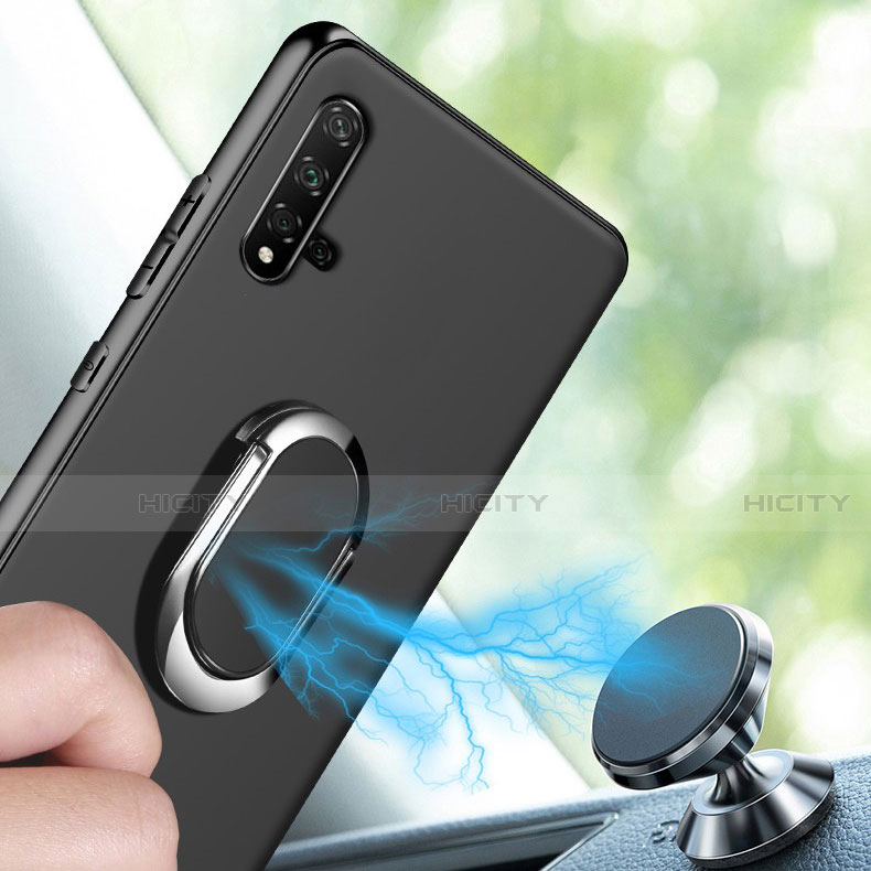 Funda Silicona Carcasa Ultrafina Goma con Magnetico Anillo de dedo Soporte para Huawei Honor 20