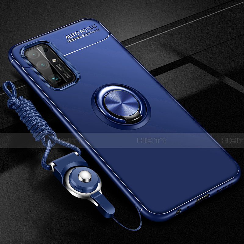 Funda Silicona Carcasa Ultrafina Goma con Magnetico Anillo de dedo Soporte para Huawei Honor 30 Azul