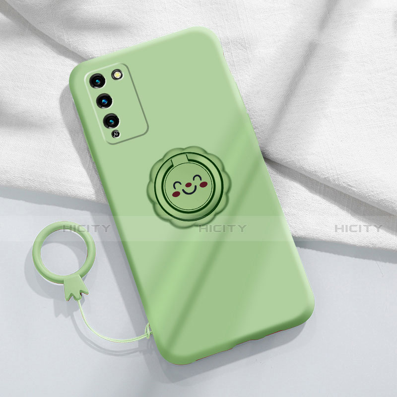 Funda Silicona Carcasa Ultrafina Goma con Magnetico Anillo de dedo Soporte para Huawei Honor 30 Lite 5G Cian