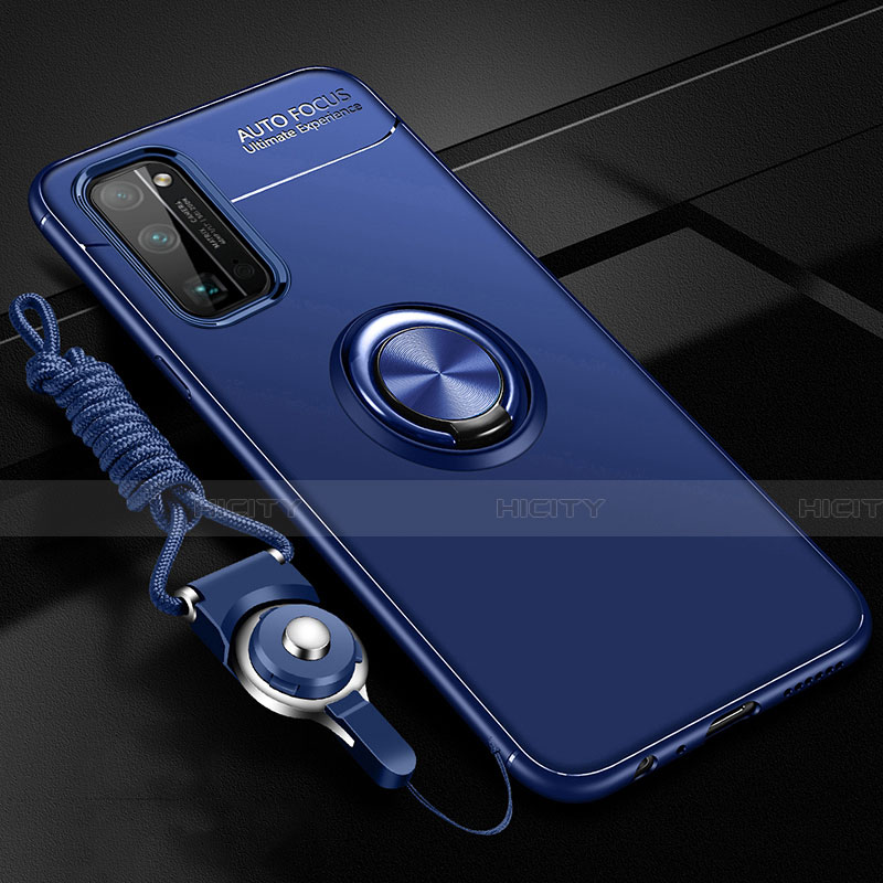 Funda Silicona Carcasa Ultrafina Goma con Magnetico Anillo de dedo Soporte para Huawei Honor 30 Pro+ Plus Azul