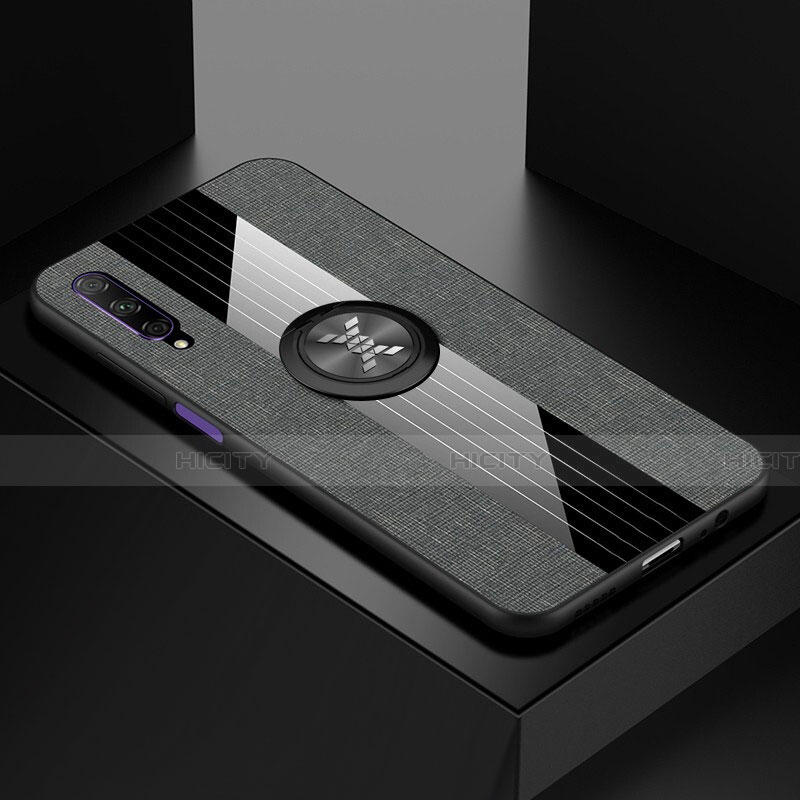 Funda Silicona Carcasa Ultrafina Goma con Magnetico Anillo de dedo Soporte para Huawei Honor 9X Pro Gris