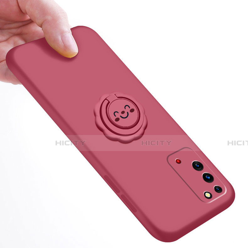 Funda Silicona Carcasa Ultrafina Goma con Magnetico Anillo de dedo Soporte para Huawei Honor X10 5G