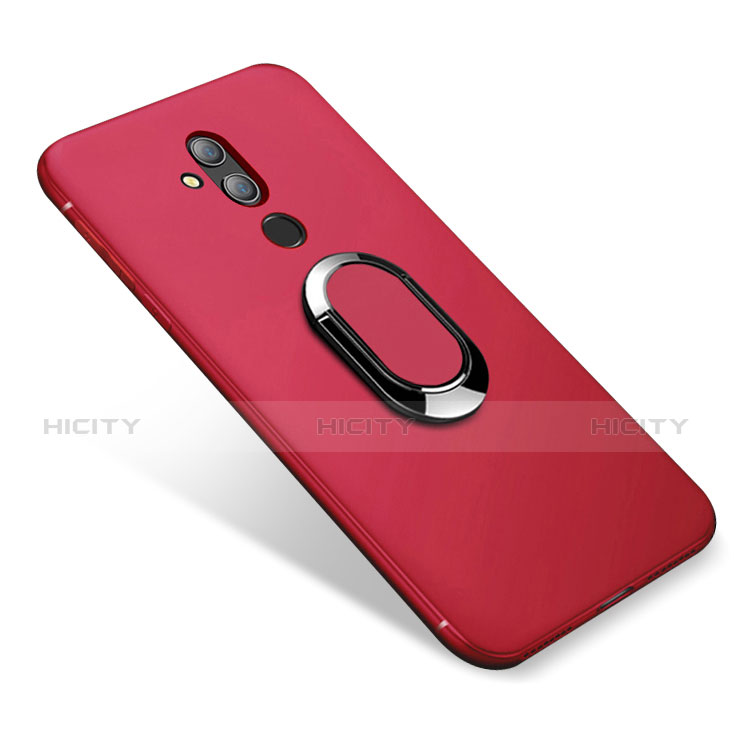 Funda Silicona Carcasa Ultrafina Goma con Magnetico Anillo de dedo Soporte para Huawei Mate 20 Lite Rojo
