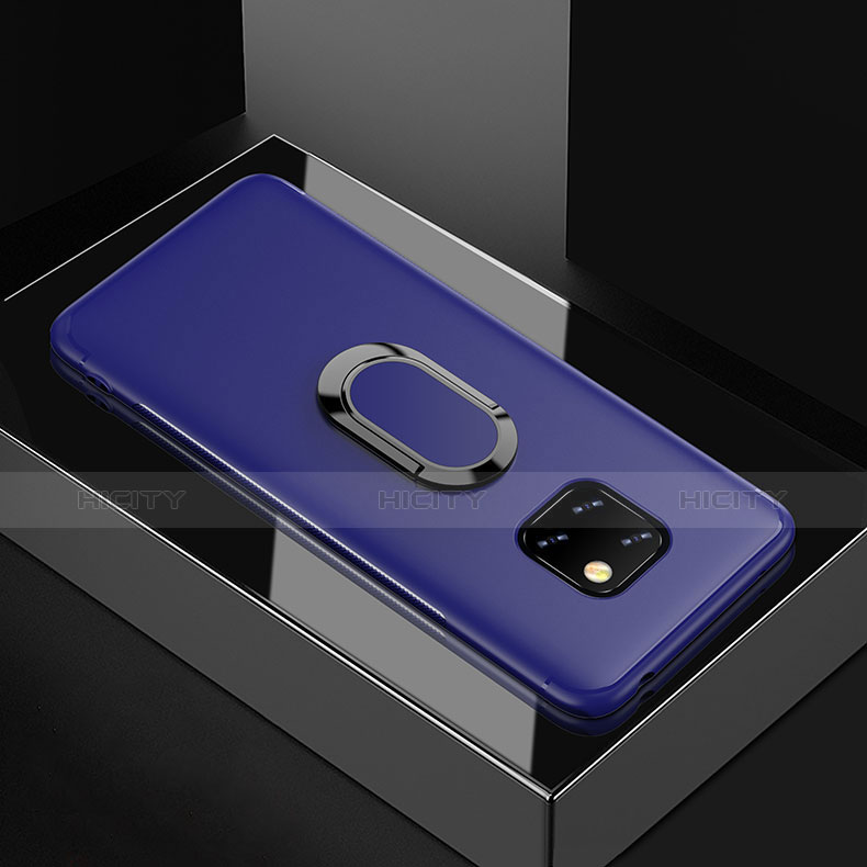 Funda Silicona Carcasa Ultrafina Goma con Magnetico Anillo de dedo Soporte para Huawei Mate 20 Pro Azul