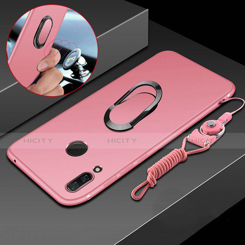 Funda Silicona Carcasa Ultrafina Goma con Magnetico Anillo de dedo Soporte para Huawei Nova 3i Rosa