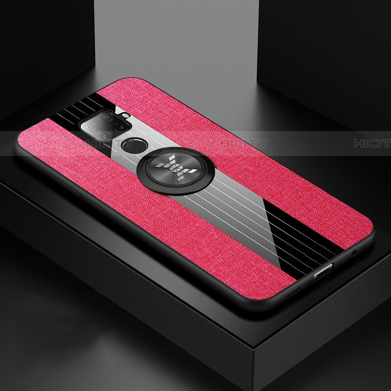 Funda Silicona Carcasa Ultrafina Goma con Magnetico Anillo de dedo Soporte para Huawei Nova 5z Rosa Roja
