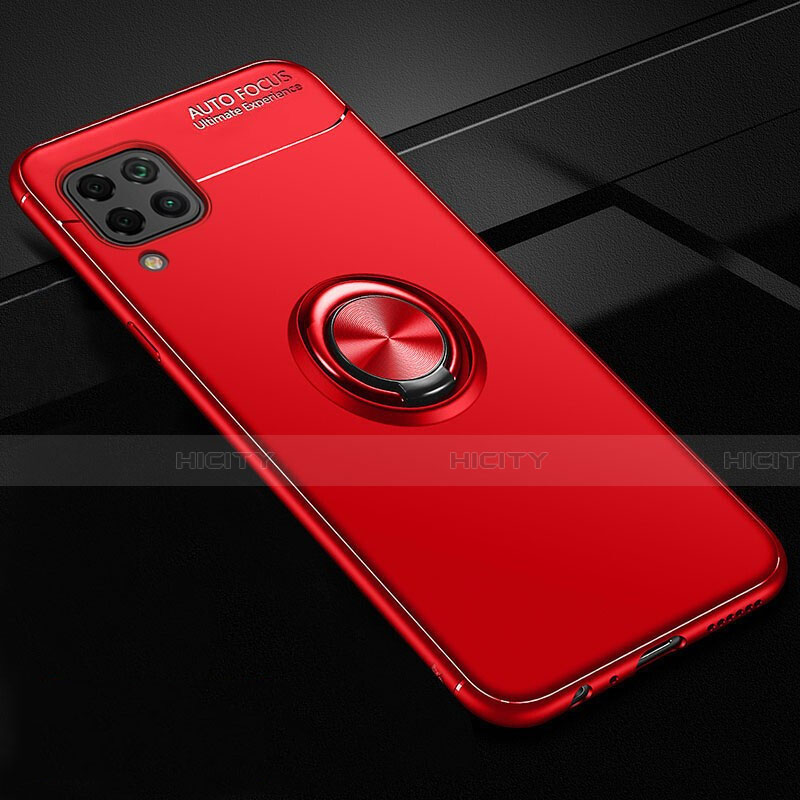 Funda Silicona Carcasa Ultrafina Goma con Magnetico Anillo de dedo Soporte para Huawei Nova 7i Rojo