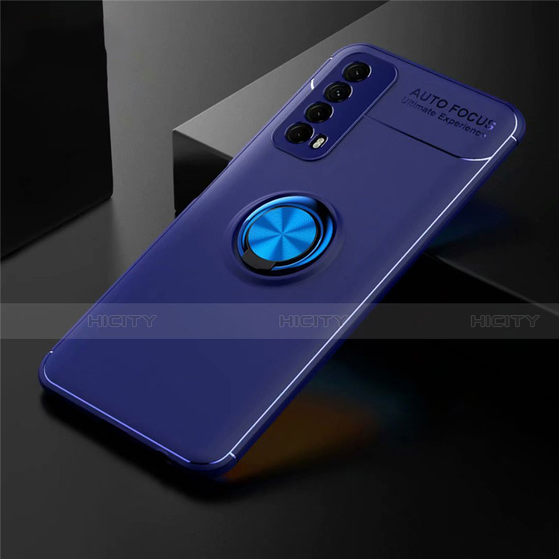 Funda Silicona Carcasa Ultrafina Goma con Magnetico Anillo de dedo Soporte para Huawei P Smart (2021)