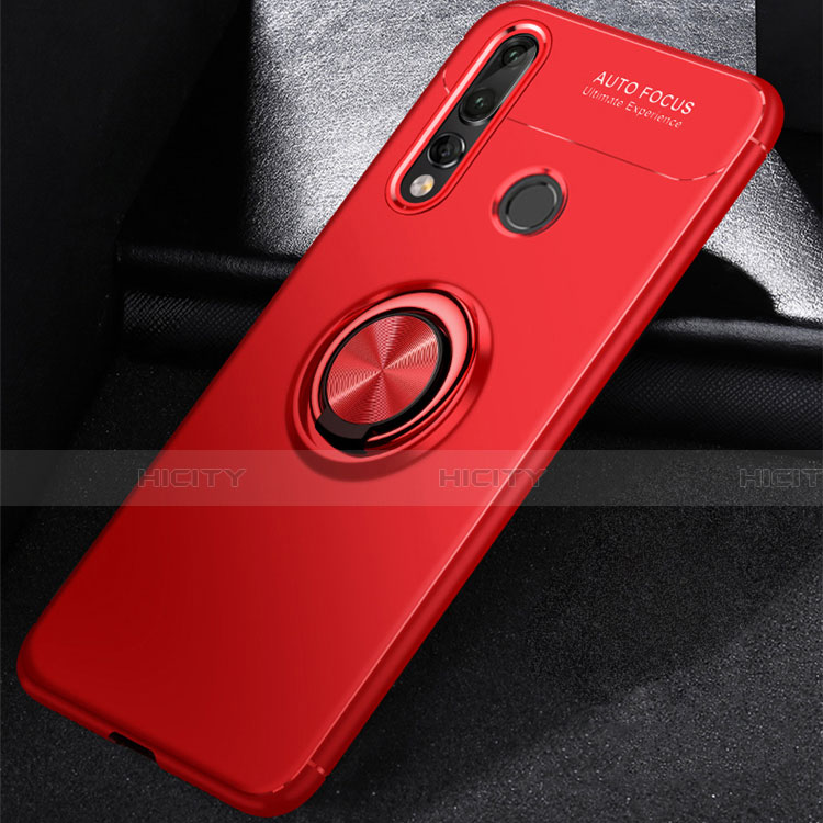 Funda Silicona Carcasa Ultrafina Goma con Magnetico Anillo de dedo Soporte para Huawei P30 Lite New Edition Rojo