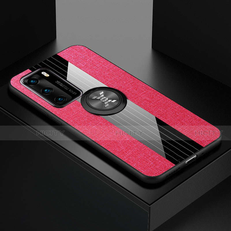 Funda Silicona Carcasa Ultrafina Goma con Magnetico Anillo de dedo Soporte para Huawei P40