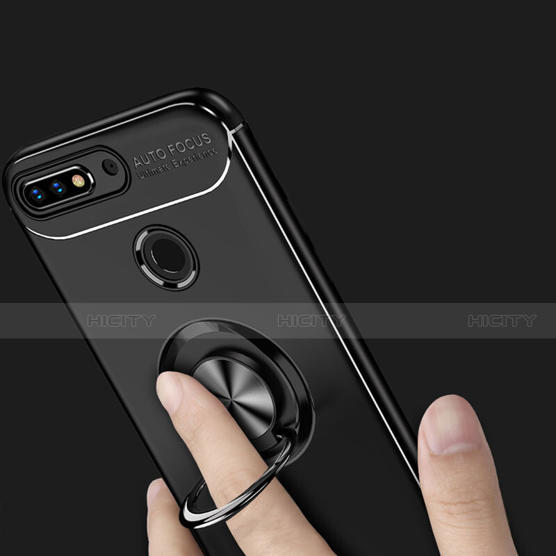 Funda Silicona Carcasa Ultrafina Goma con Magnetico Anillo de dedo Soporte para Huawei Y9 (2018)