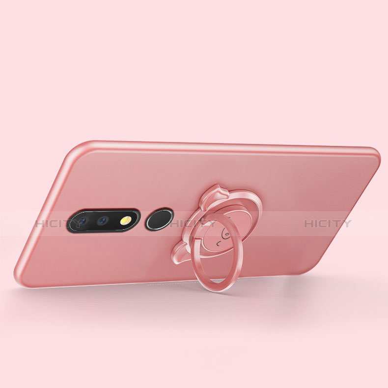 Funda Silicona Carcasa Ultrafina Goma con Magnetico Anillo de dedo Soporte para Nokia X5