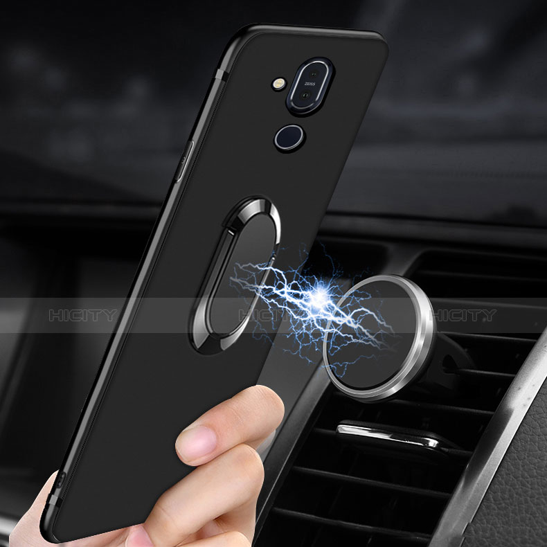 Funda Silicona Carcasa Ultrafina Goma con Magnetico Anillo de dedo Soporte para Nokia X7