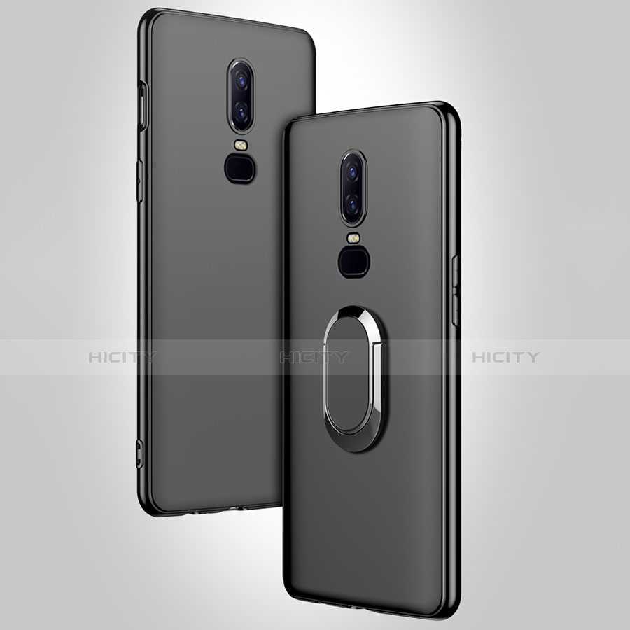 Funda Silicona Carcasa Ultrafina Goma con Magnetico Anillo de dedo Soporte para OnePlus 6T