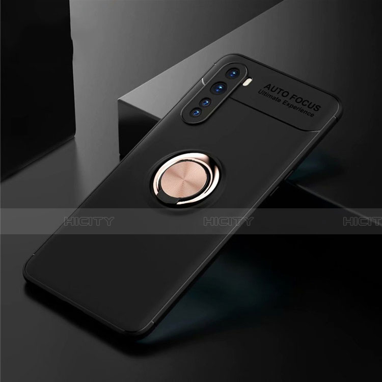 Funda Silicona Carcasa Ultrafina Goma con Magnetico Anillo de dedo Soporte para OnePlus Nord Oro y Negro