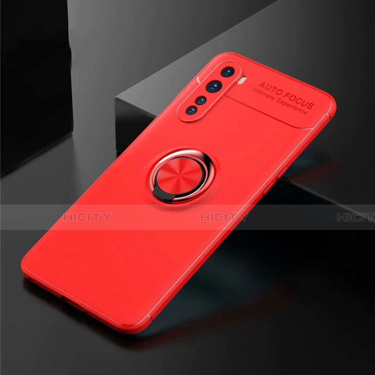 Funda Silicona Carcasa Ultrafina Goma con Magnetico Anillo de dedo Soporte para OnePlus Nord Rojo