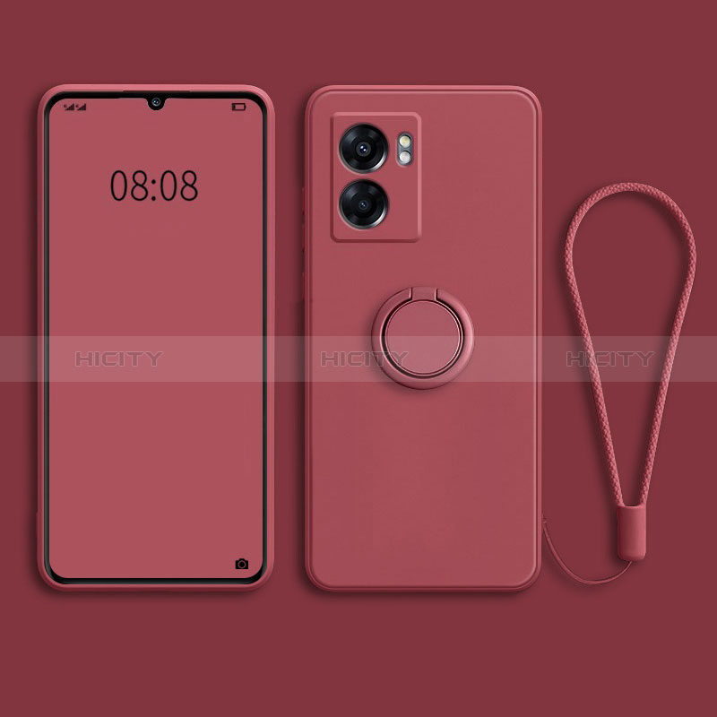 Funda Silicona Carcasa Ultrafina Goma con Magnetico Anillo de dedo Soporte para Oppo A57 5G