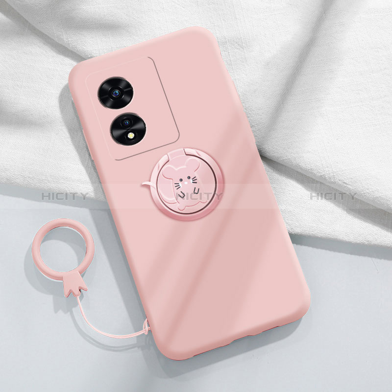 Funda Silicona Carcasa Ultrafina Goma con Magnetico Anillo de dedo Soporte para Oppo A78 5G