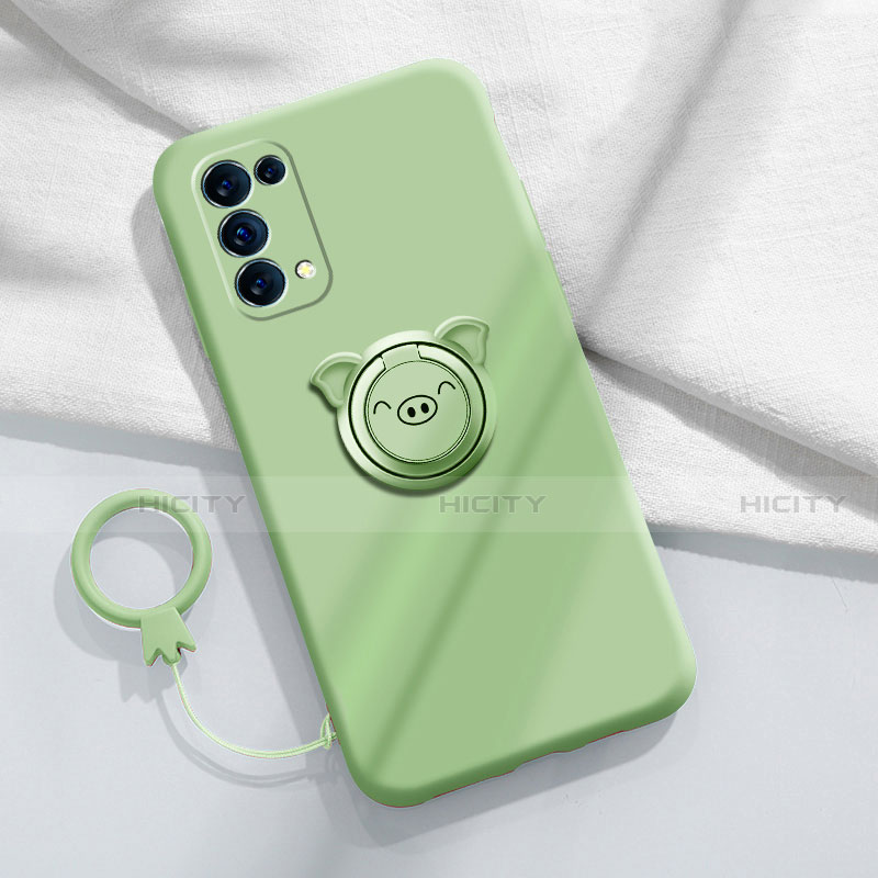 Funda Silicona Carcasa Ultrafina Goma con Magnetico Anillo de dedo Soporte para Oppo Find X3 Lite 5G Verde