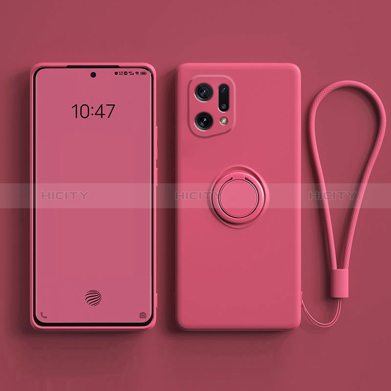 Funda Silicona Carcasa Ultrafina Goma con Magnetico Anillo de dedo Soporte para Oppo Find X5 5G