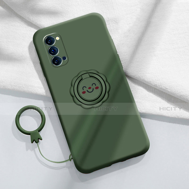 Funda Silicona Carcasa Ultrafina Goma con Magnetico Anillo de dedo Soporte para Oppo Reno4 Pro 5G