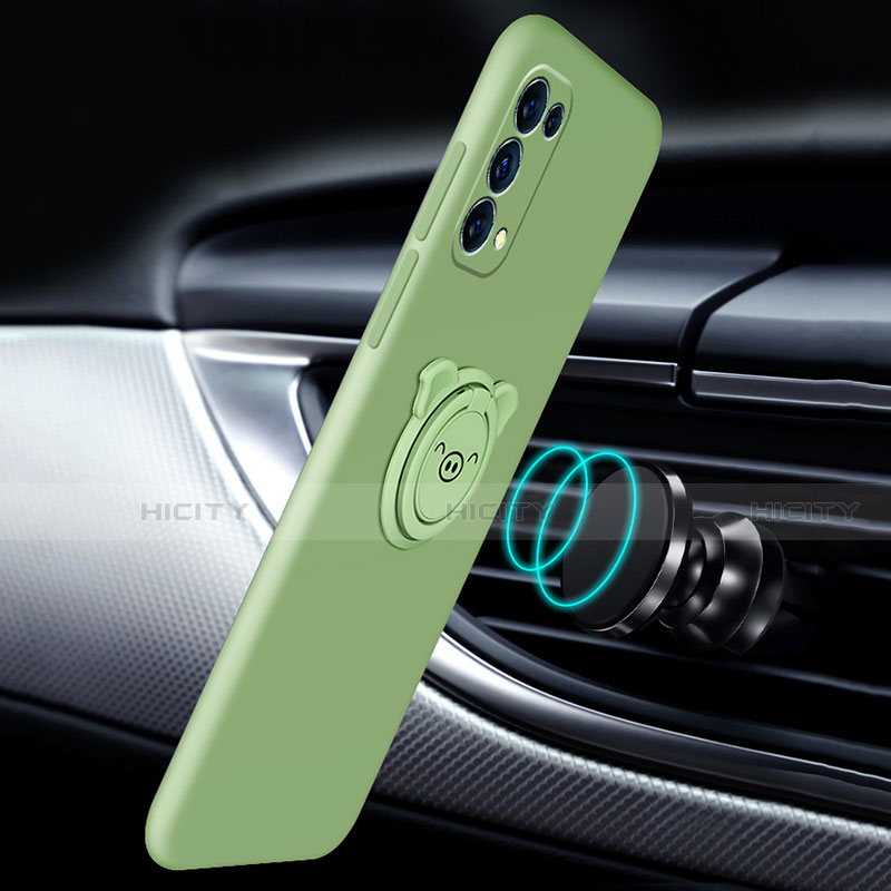 Funda Silicona Carcasa Ultrafina Goma con Magnetico Anillo de dedo Soporte para Oppo Reno5 5G