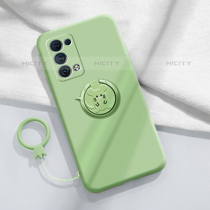 Funda Silicona Carcasa Ultrafina Goma con Magnetico Anillo de dedo Soporte para Oppo Reno6 Pro 5G