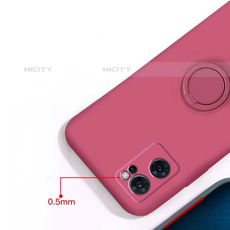 Funda Silicona Carcasa Ultrafina Goma con Magnetico Anillo de dedo Soporte para Oppo Reno6 Pro 5G India